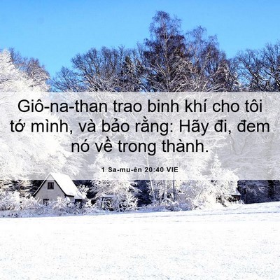 Picture 06 - 1 Sa-mu-ên 20:40 VIE - Giô-na-than trao binh khí cho tôi tớ mình, - Bible Verse Picture