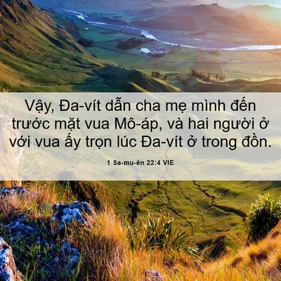 Picture 06 - 1 Sa-mu-ên 22:4 VIE - Vậy, Đa-vít dẫn cha mẹ mình đến - Bible Verse Picture