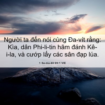 Picture 06 - 1 Sa-mu-ên 23:1 VIE - Người ta đến nói cùng Đa-vít rằng: - Bible Verse Picture