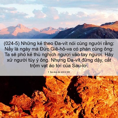 Picture 06 - 1 Sa-mu-ên 24:4 VIE - (024-5) Những kẻ theo Đa-vít nói cùng - Bible Verse Picture