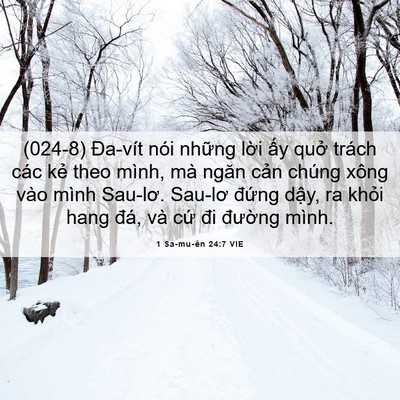 Picture 06 - 1 Sa-mu-ên 24:7 VIE - (024-8) Đa-vít nói những lời ấy quở - Bible Verse Picture
