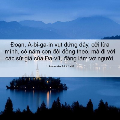 Picture 06 - 1 Sa-mu-ên 25:42 VIE - Đoạn, A-bi-ga-in vụt đứng dậy, cỡi - Bible Verse Picture
