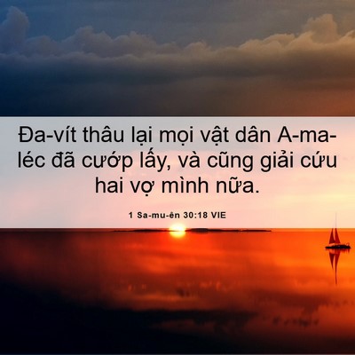 Picture 06 - 1 Sa-mu-ên 30:18 VIE - Đa-vít thâu lại mọi vật dân A-ma-léc - Bible Verse Picture