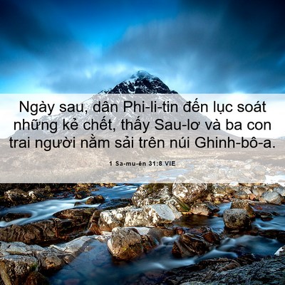 Picture 06 - 1 Sa-mu-ên 31:8 VIE - Ngày sau, dân Phi-li-tin đến lục soát - Bible Verse Picture
