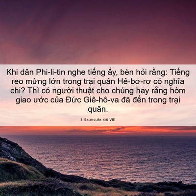 Picture 06 - 1 Sa-mu-ên 4:6 VIE - Khi dân Phi-li-tin nghe tiếng ấy, bèn hỏi - Bible Verse Picture