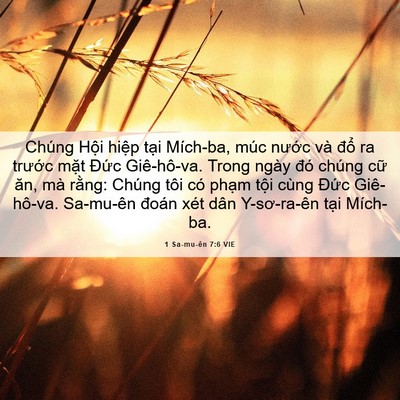 Picture 06 - 1 Sa-mu-ên 7:6 VIE - Chúng Hội hiệp tại Mích-ba, múc nước - Bible Verse Picture