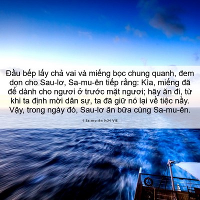 Picture 06 - 1 Sa-mu-ên 9:24 VIE - Đầu bếp lấy chả vai và miếng bọc - Bible Verse Picture