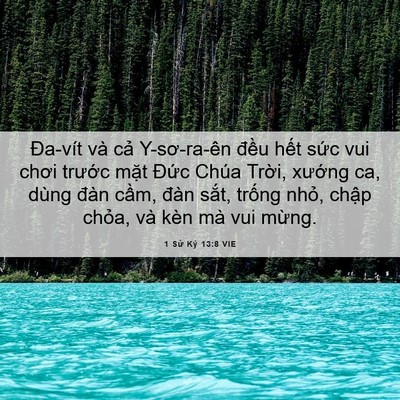 Picture 06 - 1 Sử Ký 13:8 VIE - Đa-vít và cả Y-sơ-ra-ên đều hết sức - Bible Verse Picture