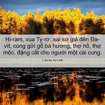 Picture 06 - 1 Sử Ký 14:1 VIE - Hi-ram, vua Ty-rơ, sai sứ giả đến - Bible Verse Picture