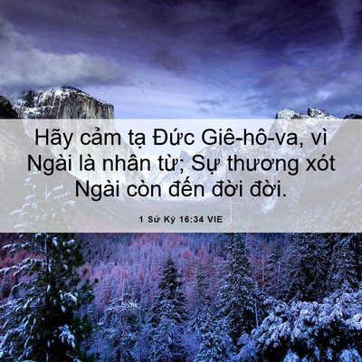Picture 06 - 1 Sử Ký 16:34 VIE - Hãy cảm tạ Đức Giê-hô-va, vì Ngài là - Bible Verse Picture