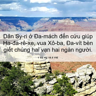 Picture 06 - 1 Sử Ký 18:5 VIE - Dân Sy-ri ở Đa-mách đến cứu giúp - Bible Verse Picture