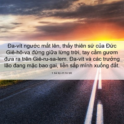 Picture 06 - 1 Sử Ký 21:16 VIE - Đa-vít ngước mắt lên, thấy thiên sứ - Bible Verse Picture