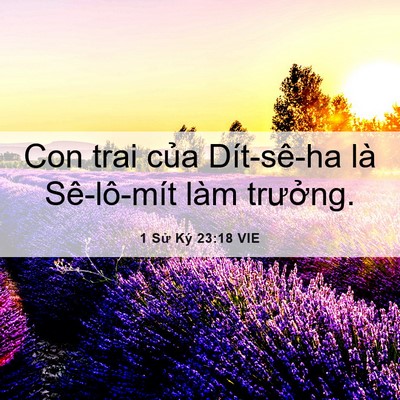 Picture 06 - 1 Sử Ký 23:18 VIE - Con trai của Dít-sê-ha là Sê-lô-mít làm - Bible Verse Picture