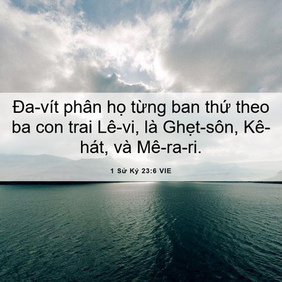Picture 06 - 1 Sử Ký 23:6 VIE - Đa-vít phân họ từng ban thứ theo ba con - Bible Verse Picture