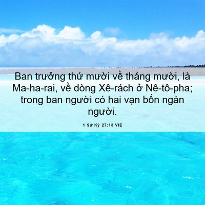 Picture 06 - 1 Sử Ký 27:13 VIE - Ban trưởng thứ mười về tháng mười, - Bible Verse Picture