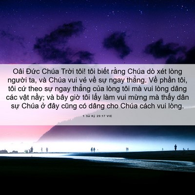 Picture 06 - 1 Sử Ký 29:17 VIE - Oâi Đức Chúa Trời tôi! tôi biết rằng - Bible Verse Picture