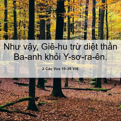 Picture 06 - 2 Các Vua 10:28 VIE - Như vậy, Giê-hu trừ diệt thần Ba-anh - Bible Verse Picture