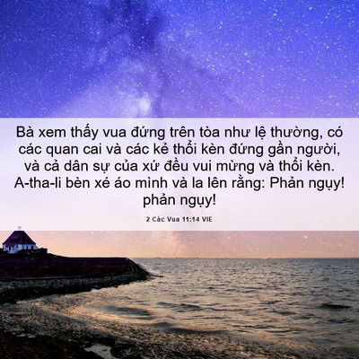 Picture 06 - 2 Các Vua 11:14 VIE - Bà xem thấy vua đứng trên tòa như lệ - Bible Verse Picture