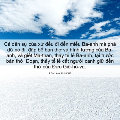 Picture 06 - 2 Các Vua 11:18 VIE - Cả dân sự của xứ đều đi đến - Bible Verse Picture
