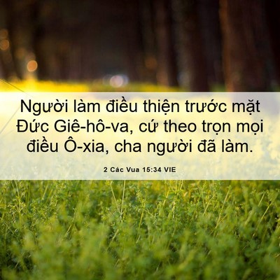 Picture 06 - 2 Các Vua 15:34 VIE - Người làm điều thiện trước mặt - Bible Verse Picture