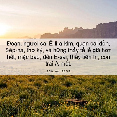 Picture 06 - 2 Các Vua 19:2 VIE - Đoạn, người sai Ê-li-a-kim, quan cai - Bible Verse Picture
