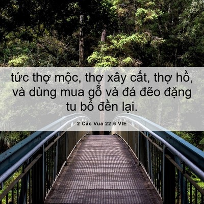 Picture 06 - 2 Các Vua 22:6 VIE - tức thợ mộc, thợ xây cất, thợ hồ, - Bible Verse Picture