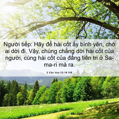 Picture 06 - 2 Các Vua 23:18 VIE - Người tiếp: Hãy để hài cốt ấy bình - Bible Verse Picture