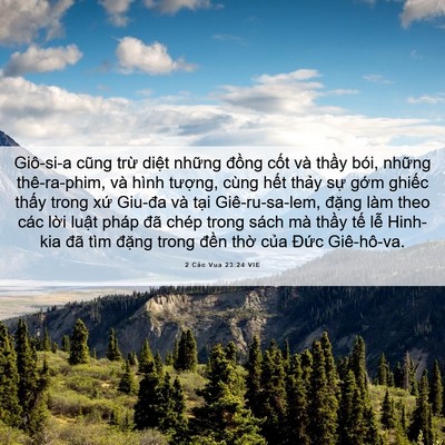 Picture 06 - 2 Các Vua 23:24 VIE - Giô-si-a cũng trừ diệt những đồng - Bible Verse Picture