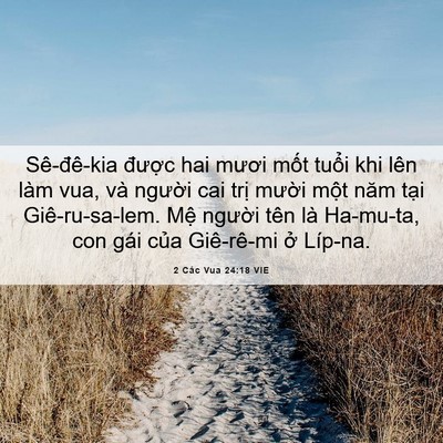 Picture 06 - 2 Các Vua 24:18 VIE - Sê-đê-kia được hai mươi mốt tuổi khi - Bible Verse Picture