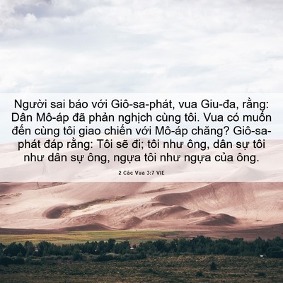 Picture 06 - 2 Các Vua 3:7 VIE - Người sai báo với Giô-sa-phát, vua - Bible Verse Picture