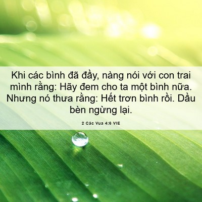 Picture 06 - 2 Các Vua 4:6 VIE - Khi các bình đã đầy, nàng nói với con - Bible Verse Picture