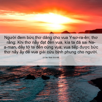 Picture 06 - 2 Các Vua 5:6 VIE - Người đem bức thơ dâng cho vua - Bible Verse Picture