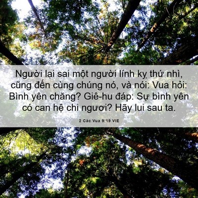 Picture 06 - 2 Các Vua 9:19 VIE - Người lại sai một người lính kỵ - Bible Verse Picture