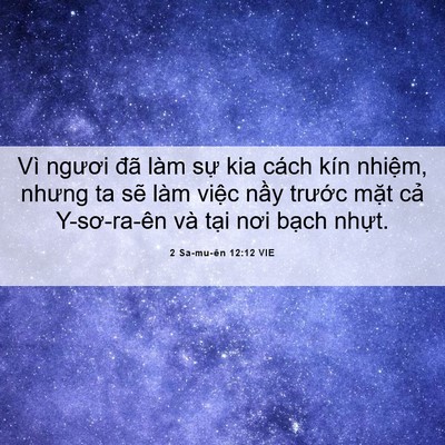 Picture 06 - 2 Sa-mu-ên 12:12 VIE - Vì ngươi đã làm sự kia cách kín - Bible Verse Picture