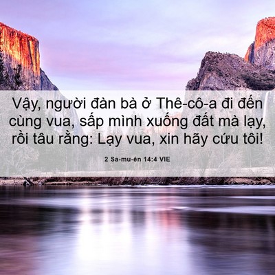 Picture 06 - 2 Sa-mu-ên 14:4 VIE - Vậy, người đàn bà ở Thê-cô-a đi - Bible Verse Picture