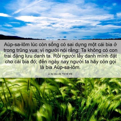 Picture 06 - 2 Sa-mu-ên 18:18 VIE - Aùp-sa-lôm lúc còn sống có sai dựng - Bible Verse Picture