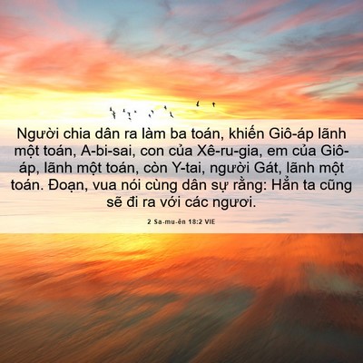 Picture 06 - 2 Sa-mu-ên 18:2 VIE - Người chia dân ra làm ba toán, khiến - Bible Verse Picture