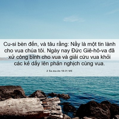 Picture 06 - 2 Sa-mu-ên 18:31 VIE - Cu-si bèn đến, và tâu rằng: Nầy là - Bible Verse Picture