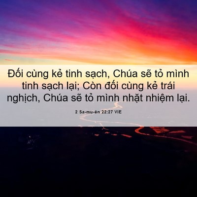 Picture 06 - 2 Sa-mu-ên 22:27 VIE - Đối cùng kẻ tinh sạch, Chúa sẽ tỏ - Bible Verse Picture