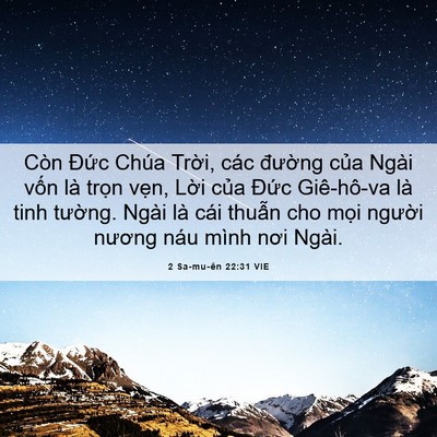 Picture 06 - 2 Sa-mu-ên 22:31 VIE - Còn Đức Chúa Trời, các đường của - Bible Verse Picture