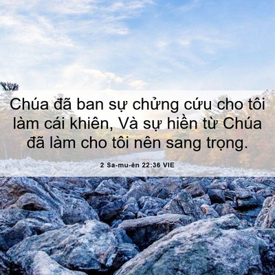 Picture 06 - 2 Sa-mu-ên 22:36 VIE - Chúa đã ban sự chửng cứu cho tôi làm - Bible Verse Picture