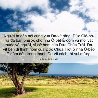 Picture 06 - 2 Sa-mu-ên 6:12 VIE - Người ta đến nói cùng vua Đa-vít - Bible Verse Picture