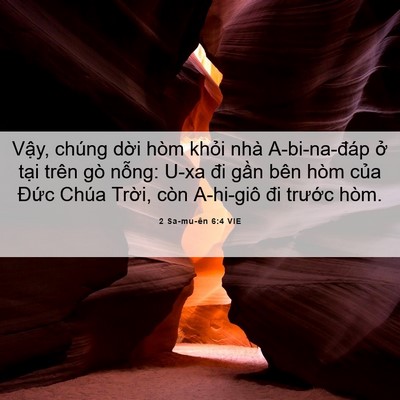 Picture 06 - 2 Sa-mu-ên 6:4 VIE - Vậy, chúng dời hòm khỏi nhà - Bible Verse Picture
