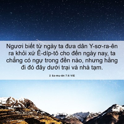 Picture 06 - 2 Sa-mu-ên 7:6 VIE - Ngươi biết từ ngày ta đưa dân - Bible Verse Picture