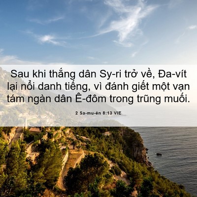 Picture 06 - 2 Sa-mu-ên 8:13 VIE - Sau khi thắng dân Sy-ri trở về, Đa-vít - Bible Verse Picture