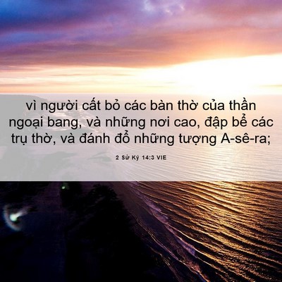Picture 06 - 2 Sử Ký 14:3 VIE - vì người cất bỏ các bàn thờ của - Bible Verse Picture