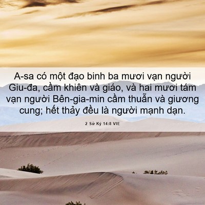 Picture 06 - 2 Sử Ký 14:8 VIE - A-sa có một đạo binh ba mươi vạn - Bible Verse Picture