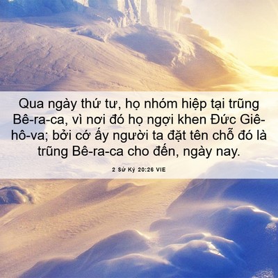 Picture 06 - 2 Sử Ký 20:26 VIE - Qua ngày thứ tư, họ nhóm hiệp tại - Bible Verse Picture