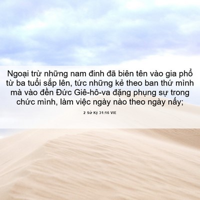 Picture 06 - 2 Sử Ký 31:16 VIE - Ngoại trừ những nam đinh đã biên tên - Bible Verse Picture
