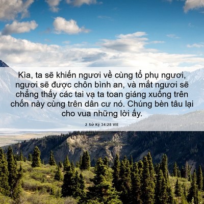 Picture 06 - 2 Sử Ký 34:28 VIE - Kìa, ta sẽ khiến ngươi về cùng tổ - Bible Verse Picture